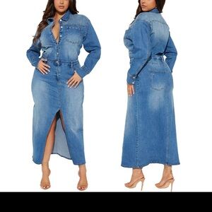 Stylish Blue Denim Maxi Dress